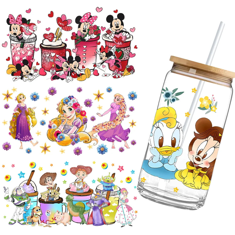 Cartoon Cute Princess Mickey Minnie Stitch Vinyl Sticker For Clothes Iron On Transfer Applique Decor Washable Fusible Patch