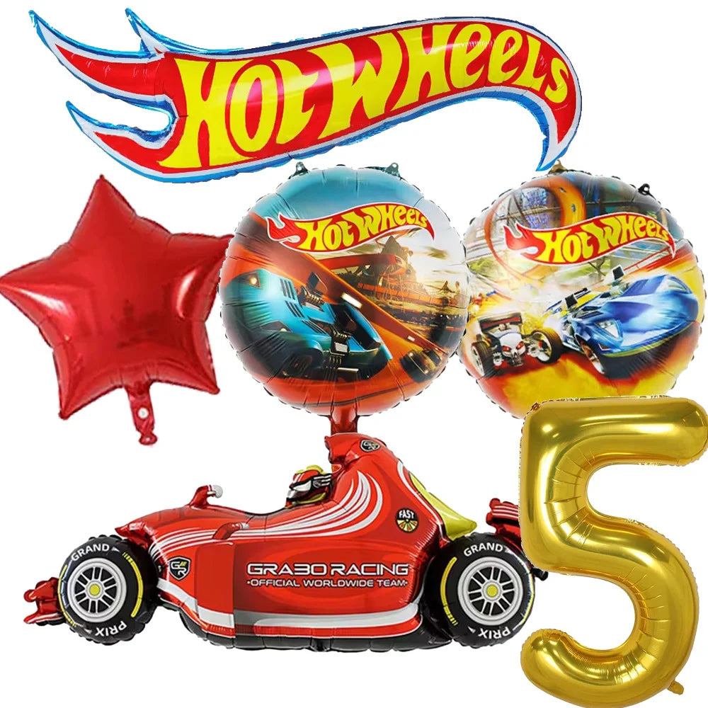 Hot Wheels Birthday Party Decor Disposable Tableware Racing Car Gift Bag Tablecloth Cake Balloon Plate Boy Kid Party Supplie Set