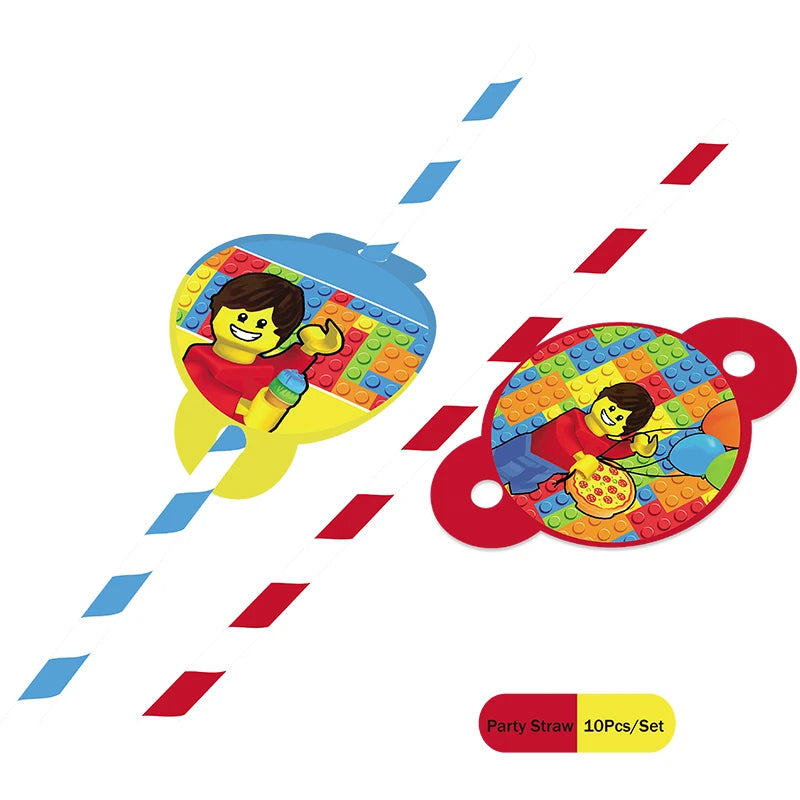 Building Blocks  Theme Birthday DIY Party Disposable tableware balloons water bottle labels banner boys girls decoration