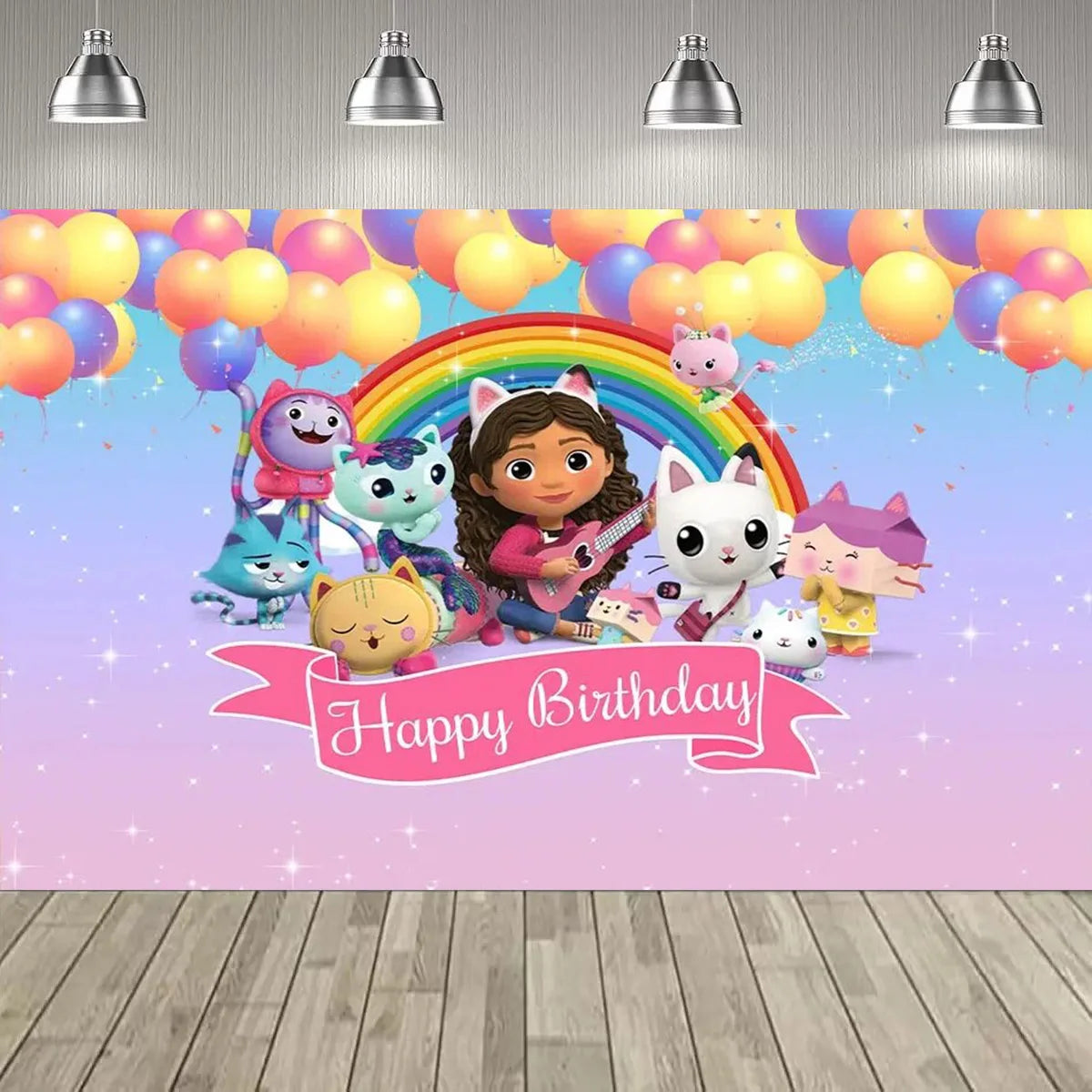 Cartoon Gabby Dollhouse Girl Birthday Party Decoration Backdrop Baby Baptism Party Supplies Pink Toys Photo Banner Decor Supplie