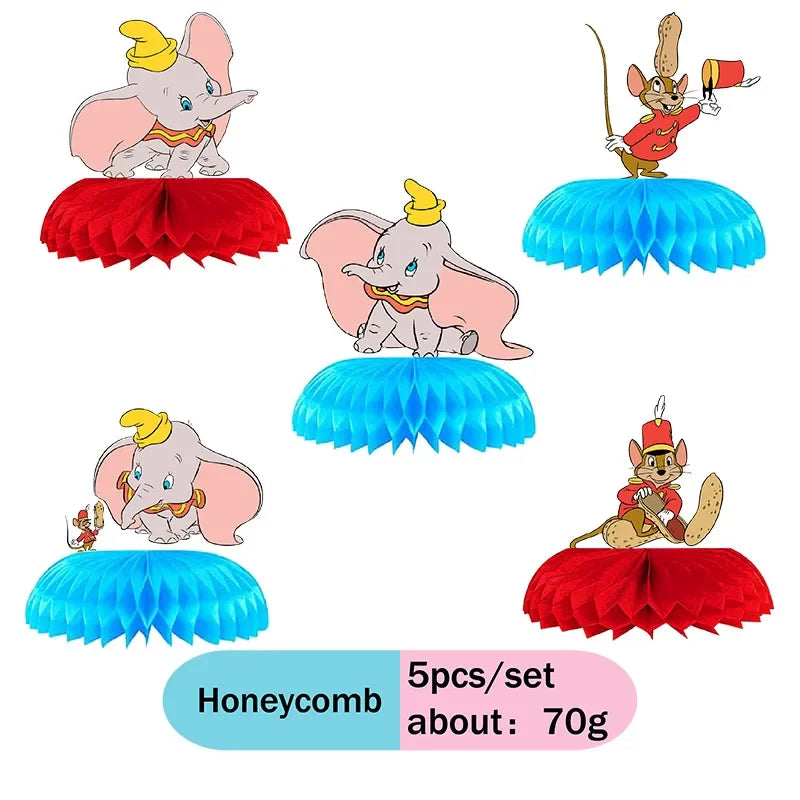 Cartoon Dumbo Theme Birthday Decorations Disposable Party  Tableware Sticker Label Children's Day Baby Shower Supplies