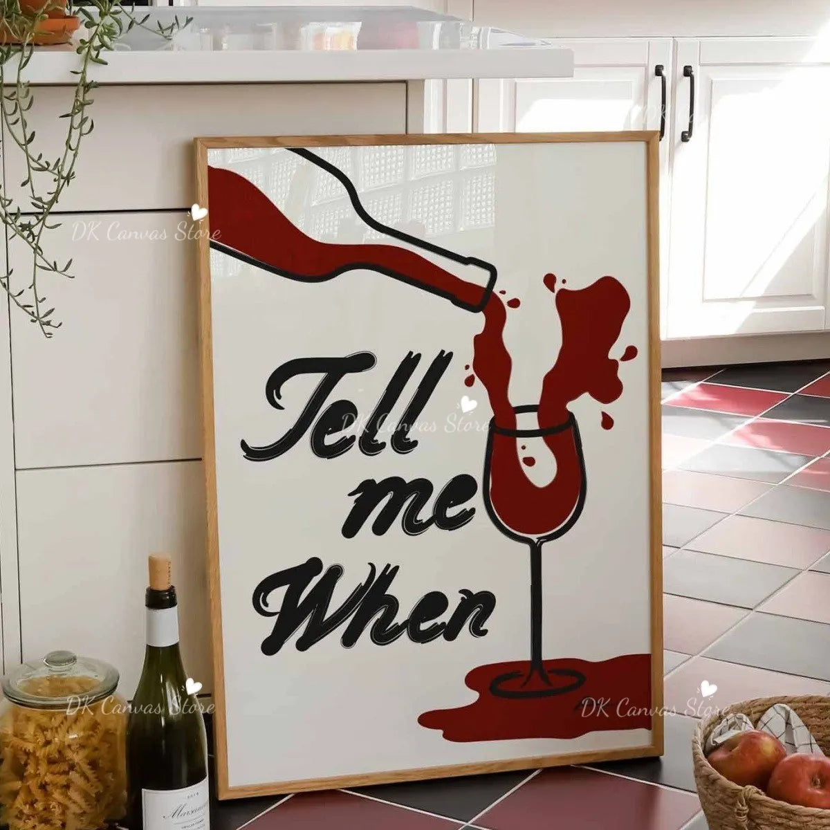 "Tell Me When" Quote Canvas Print Poster Funny Coffee Wine Cheese Cooking Art Prints Restaurant Kitchen Wall Art Home Decor