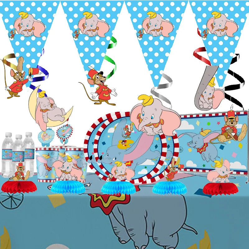 Cartoon Disney Dumbo Theme Decoration Angle Disposable Tableware Cup Plate Tablecloth Baby Shower Children's Day Party Supplies