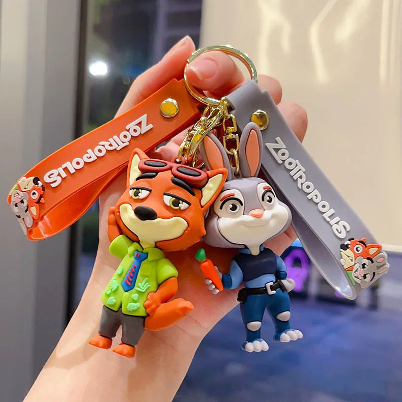 Cute Zootopia Keychain High-Quality Cute Cartoon anime Judy Hopps Officer Nick  Keychain Bag Christmas Gift Fans Party Gifts