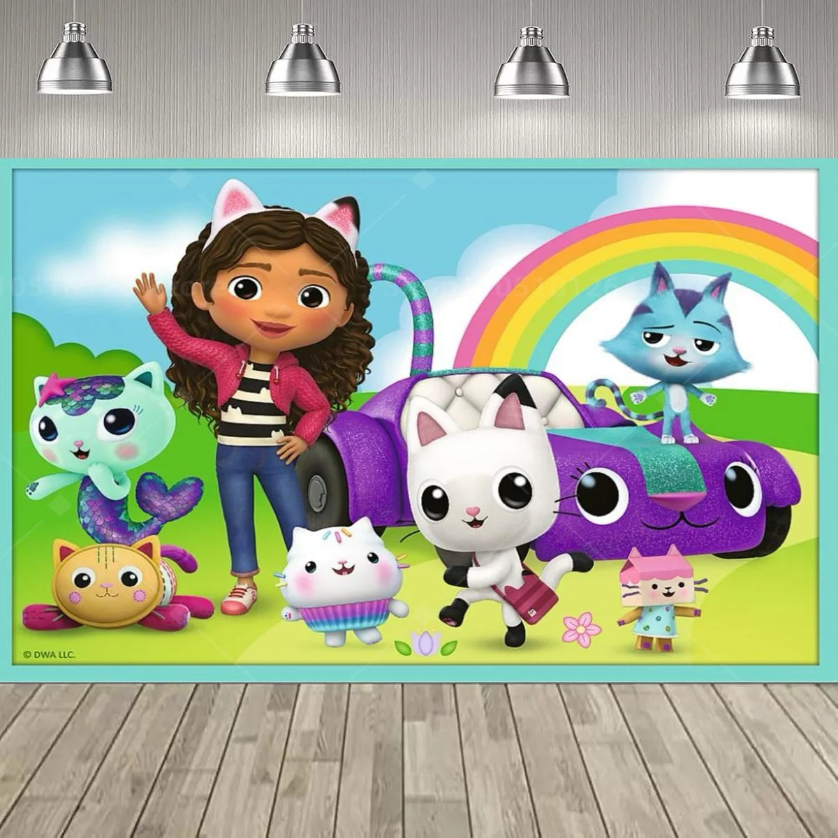 Cartoon Gabby Dollhouse Girl Birthday Party Decoration Backdrop Baby Baptism Party Supplies Pink Toys Photo Banner Decor Supplie