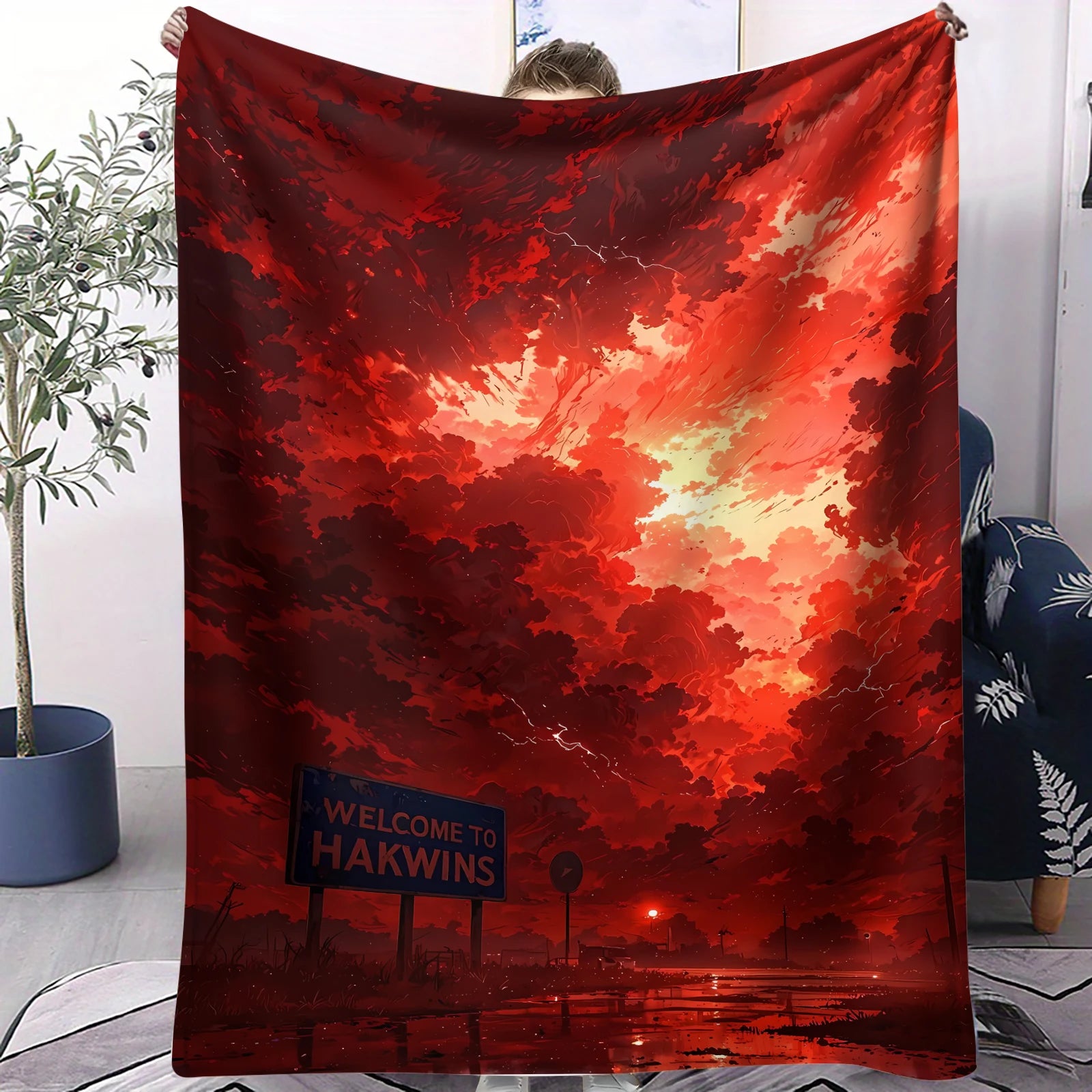 1PC Science Fiction Horror S-Stranger T-Things Blanket Warmth Flannel Blanket Soft Cozy Multifunctional Decorative Throw Blanket