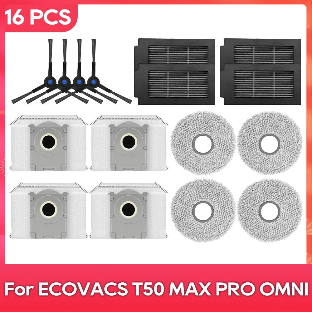 Compatible For ( ECOVACS T50 MAX PRO OMNI ) Replacement Parts Accessories Main Side Brush Mop Cloth Dust Bag Hepa Filter