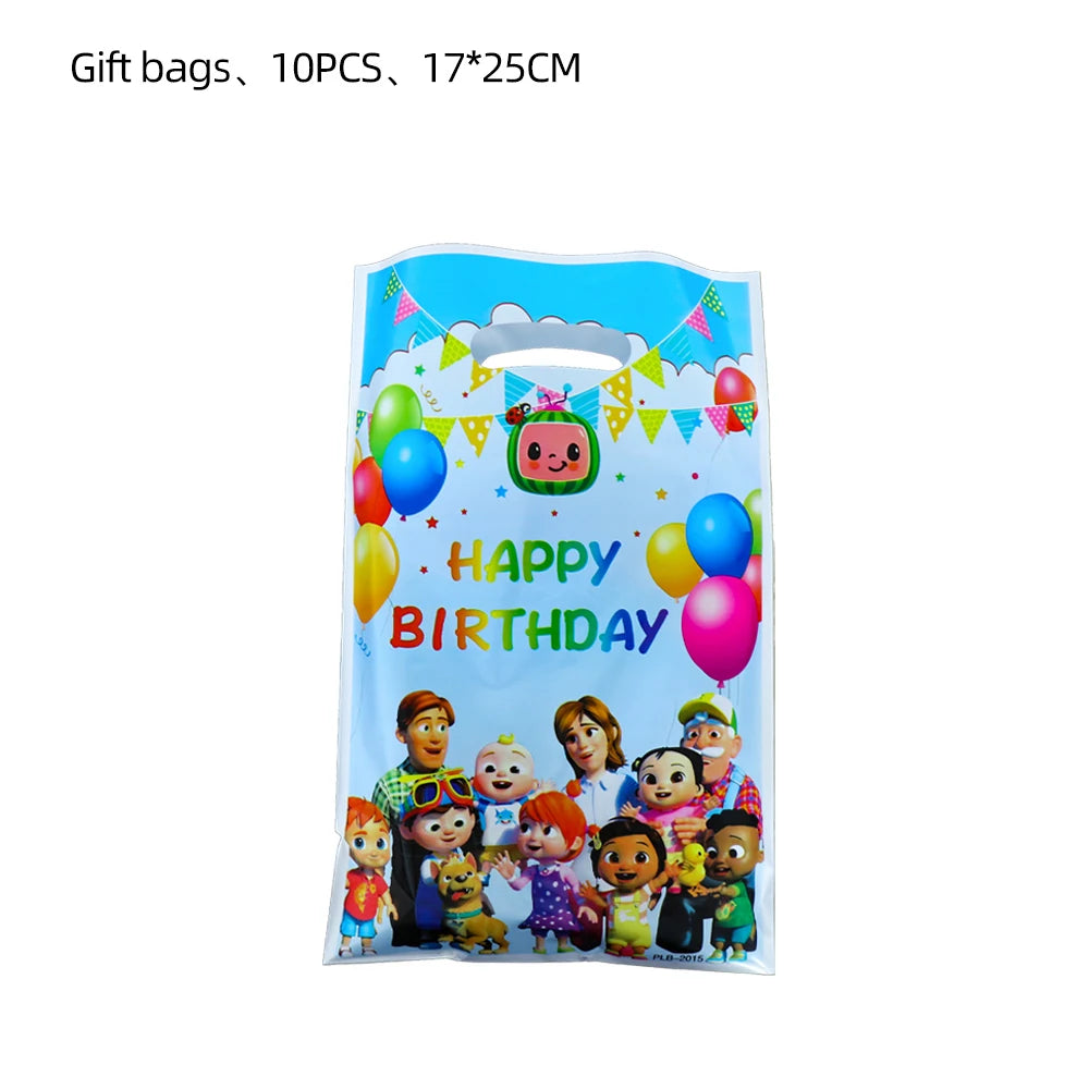 Cartoon Family Theme Birthday Party Decoration Disposable Set Tableware Plate Napkins Tablecloth For Kid Shower Supplies Puzzle