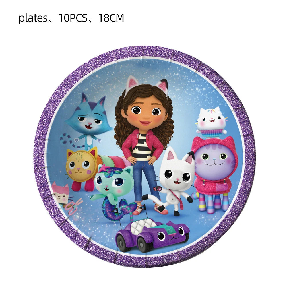 Cartoon Gabby Doll House Party Supplies Tablecloth For Kids Disposable Table Cover Favor Doll House Birthday Festival Decoration