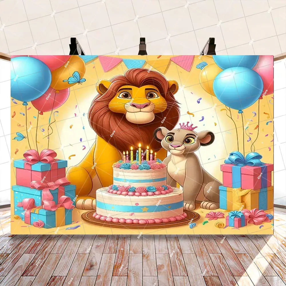 Disney Cartoon Lion King Simba Theme Kids Birthday Party Forest Jungle Safari Baby Shower Photography Backdrop Custom Banner