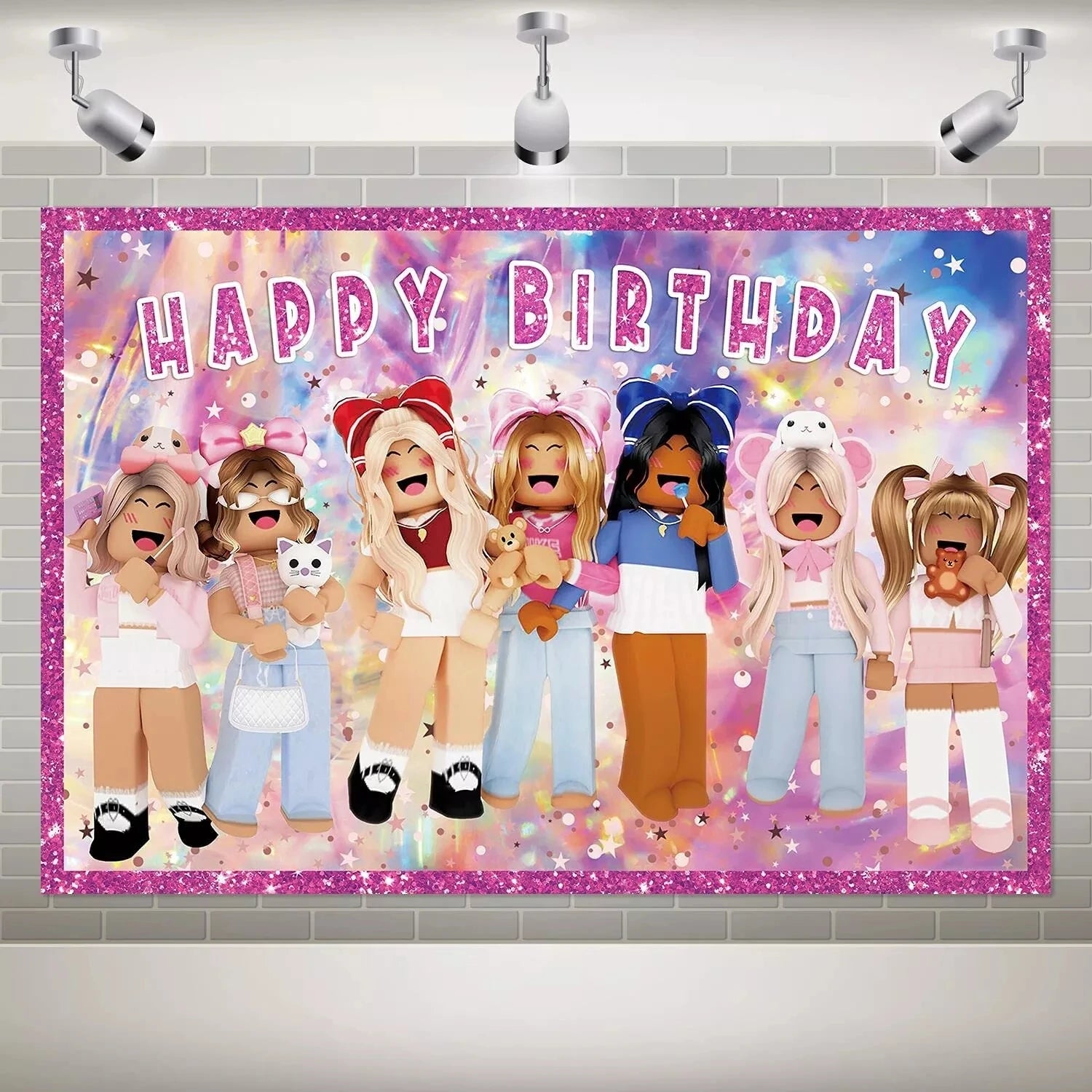 Cartoon Pink Roblox Birthday Party Decorations Napkins balloons Plate Girls Baby Shower Disposable Robot Tableware Supplies set