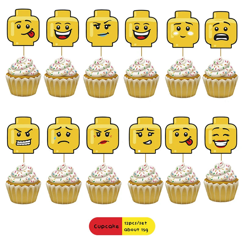 Building Blocks  Theme Birthday DIY Party Disposable tableware balloons water bottle labels banner boys girls decoration