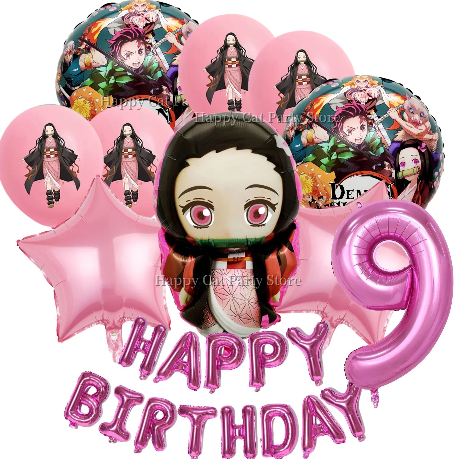 Demon Slayer Balloon Set Happy Birthday Banner Party Decor Kimetsu No Yaiba Latex Balloon Baby Shower kids Favors Gift Supplies