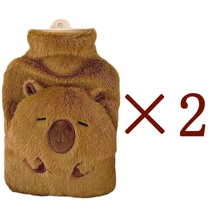 2026 Cute Capybara Shape Warm Water bottle 1000ml Capacity Shape plush Use Winter For Home Travel Camping study Use  Warm
