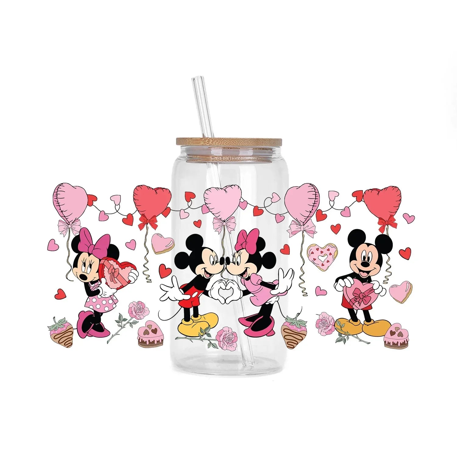 30 Style XOXO Happy Valentine Mickey Family UV Sticker DIY Decals 3D transfers uvdtf stickers 16oz uv dtf cup wraps