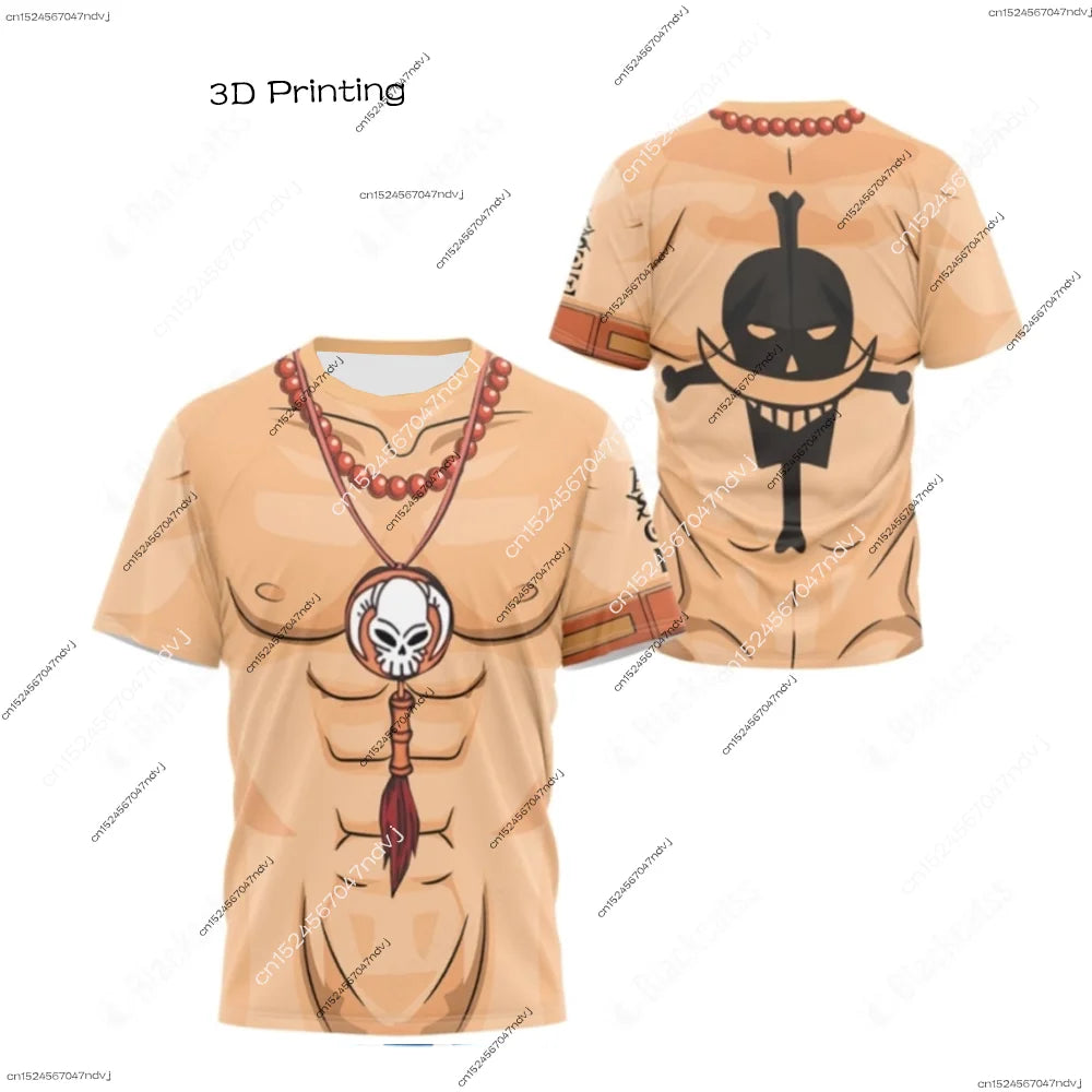 2025 New Arrivals Luffy cosplay T-shirt One Piece 3D printed Kids short-sleeved top Themed comic exhibition clothing
