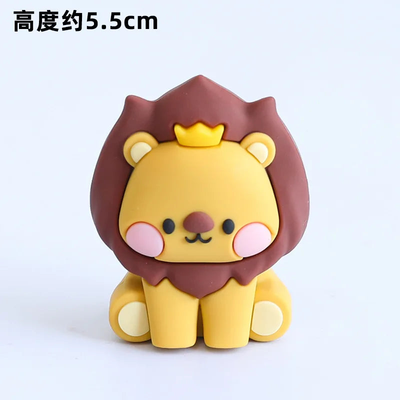 Cute Forest Animal Cake Topper Jungle Safari Birthday Decor Supplies Giraffe Elephant Lion Tiger Cake Decor For Kids 1 2 3 Years