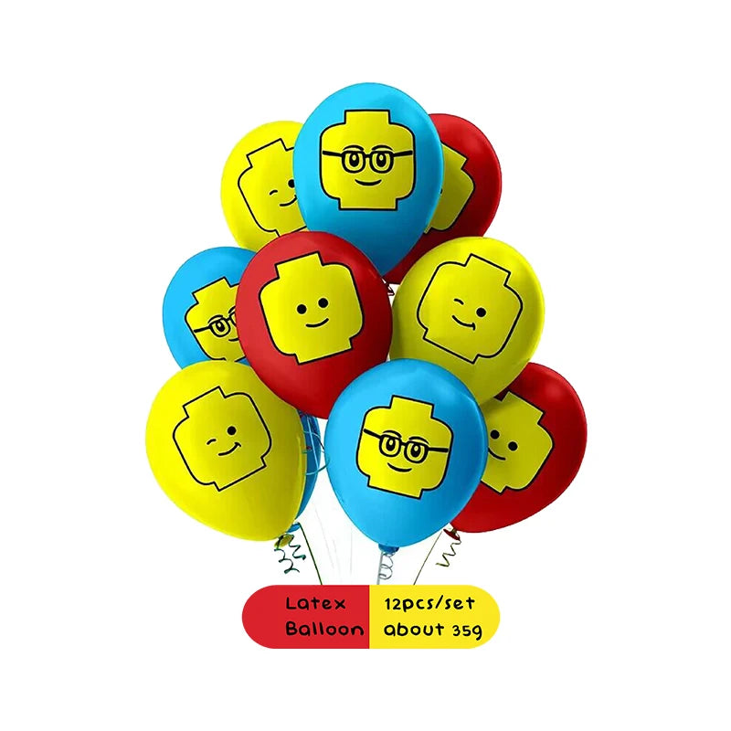 Building Blocks  Theme Birthday DIY Party Disposable tableware balloons water bottle labels banner boys girls decoration