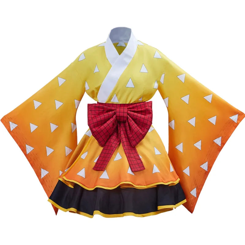 Anime Demon Slayer Kimono Maid Dresses Kamado Nezuko Cosplay Costume Japanese Kimonos Women Lolita Dress Halloween Party Gifts