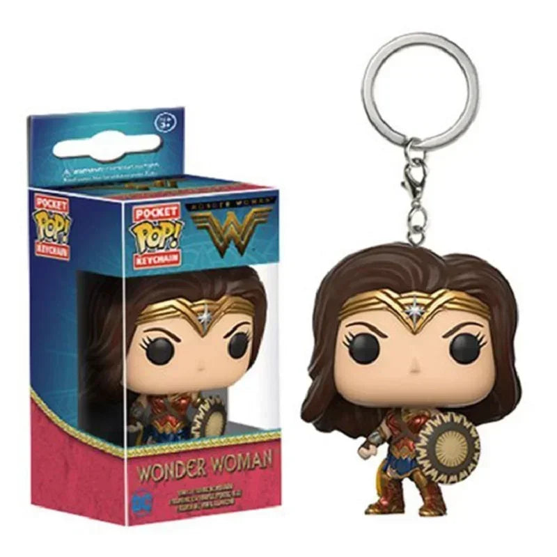 FUNKO Pop Batman Superman SuperGirl New Justice League Aquaman the Flash Wonder Women Pocket Pop Keychain Figure Collection Toys