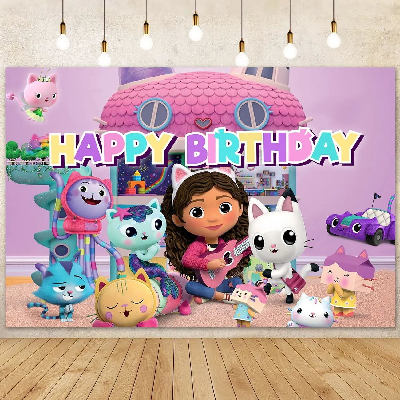 Cartoon Gabby Doll House Party Supplies Tablecloth For Kids Disposable Table Cover Favor Doll House Birthday Festival Decoration