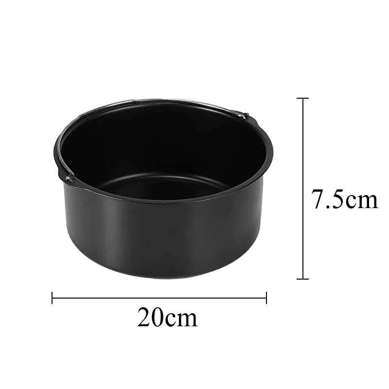 Round Air Fryer Accessories Set Silicone Airfryer Basket Mold Liner Reusable Oven Grill Baking Rack Pizza Cake Pan Tray