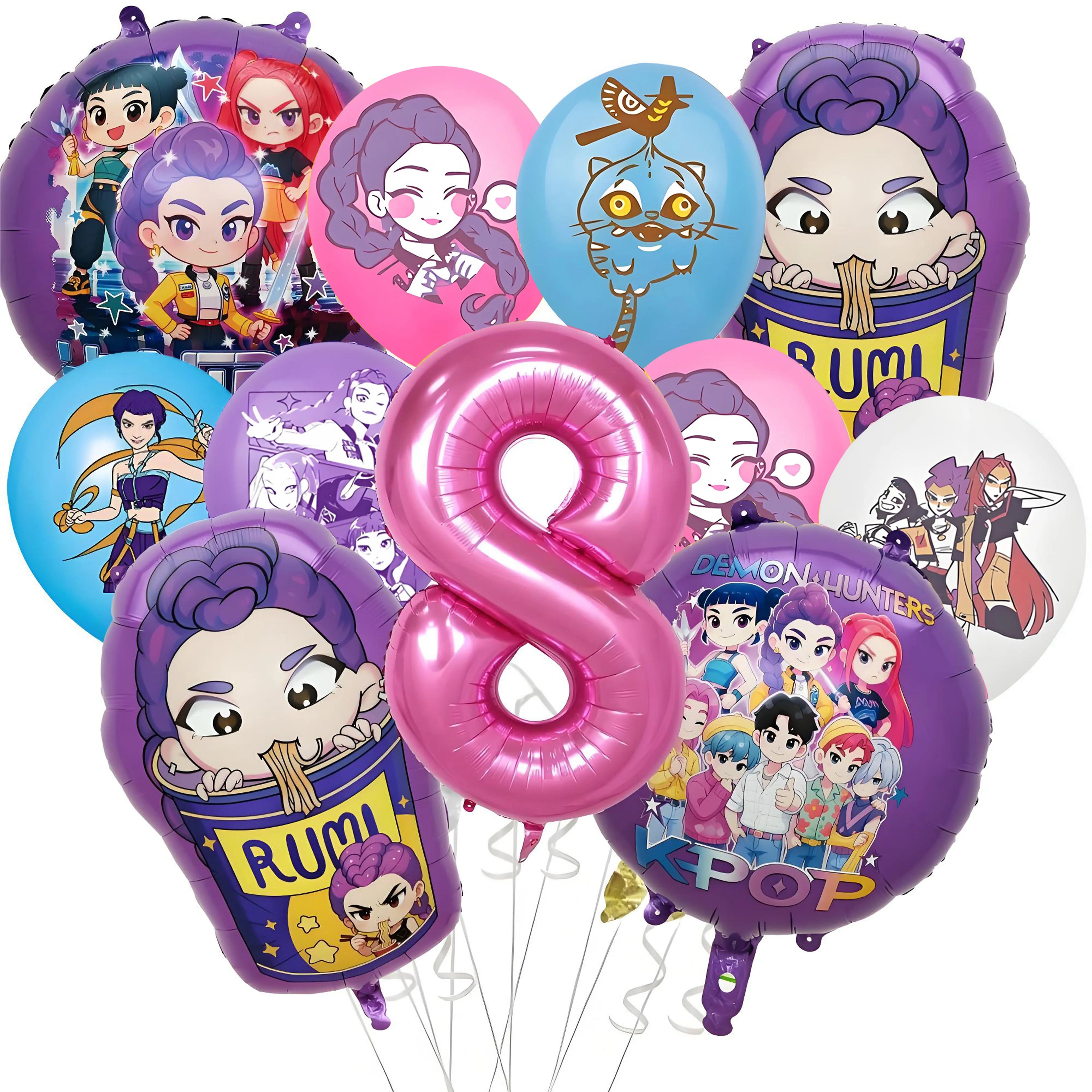 Demon Hunter Birthday Party Supplies Favors Kids Surprise Goody Bags Fillers Balloons Banner for Girls K-pop Anime Cosplay Party