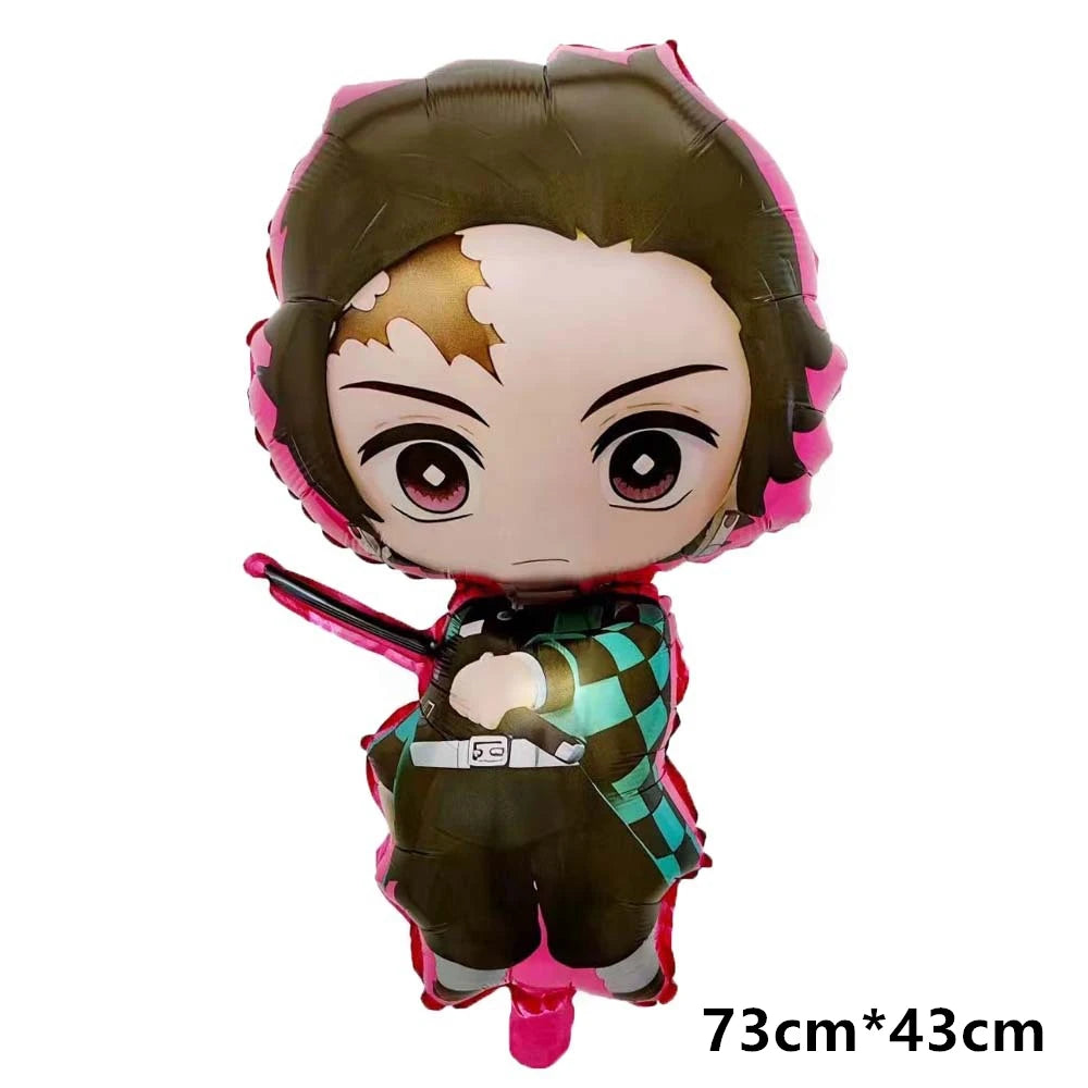 Demoned Slayers Balloons Happy Birthday Banner Kimetsu No Yaiba Party Decoration Cup Disposable Tableware Anime Cake Topper Toy
