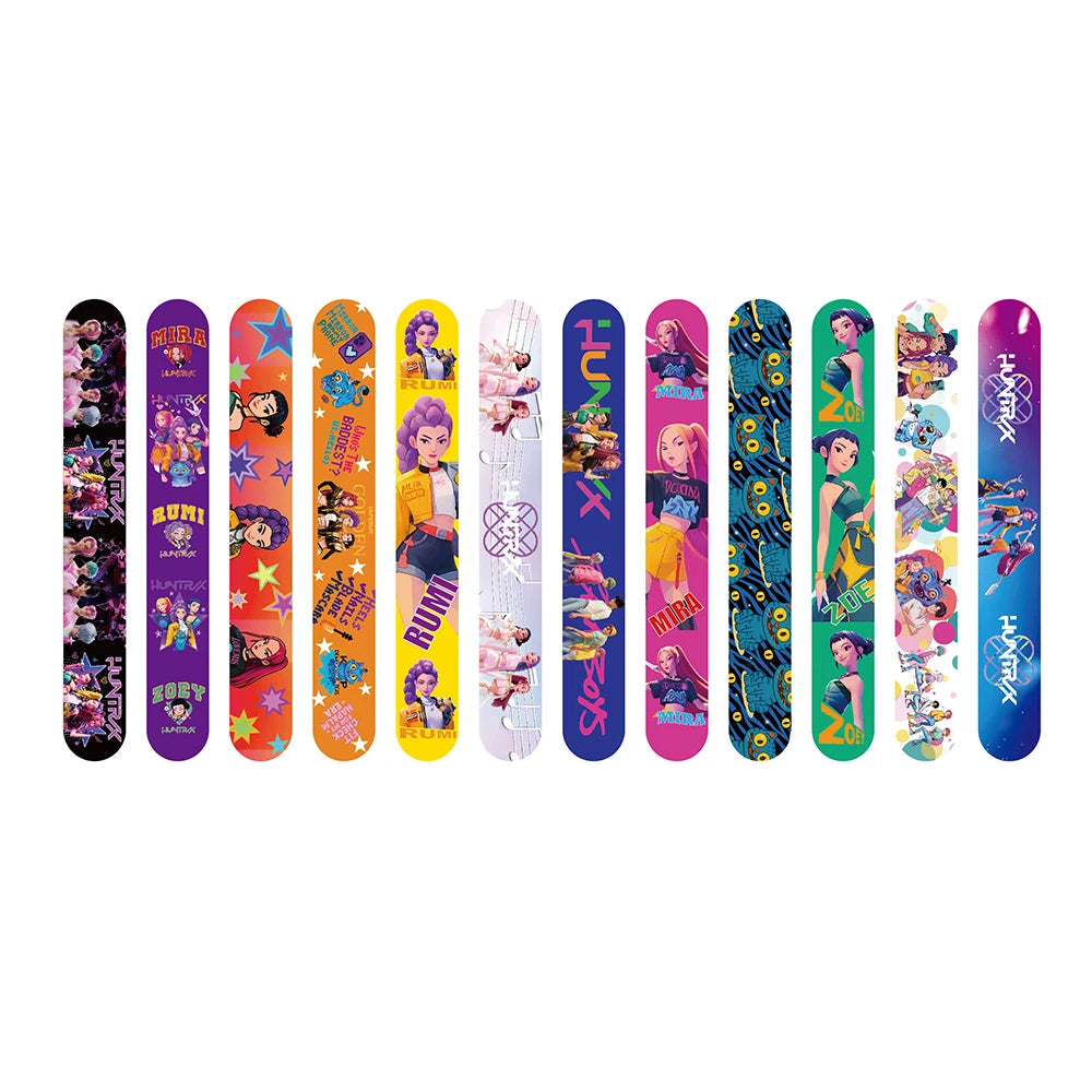 12-36pcs K-Ppop Demon Hunters Slap Bracelets Party Favors Birthday Party Gifts for Kids Snap Bracelets Christmas Party Decoratio
