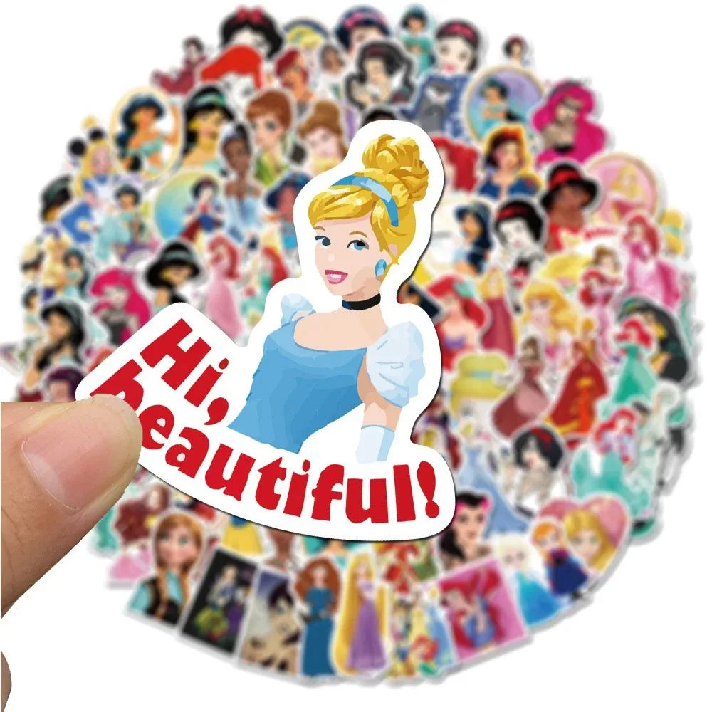 10/30/50/100PCS Disney Mix Cartoon Princess Sticker DIY Diary Laptop Luggage Skateboard Phone Fun Graffiti Scrapbooking Decals