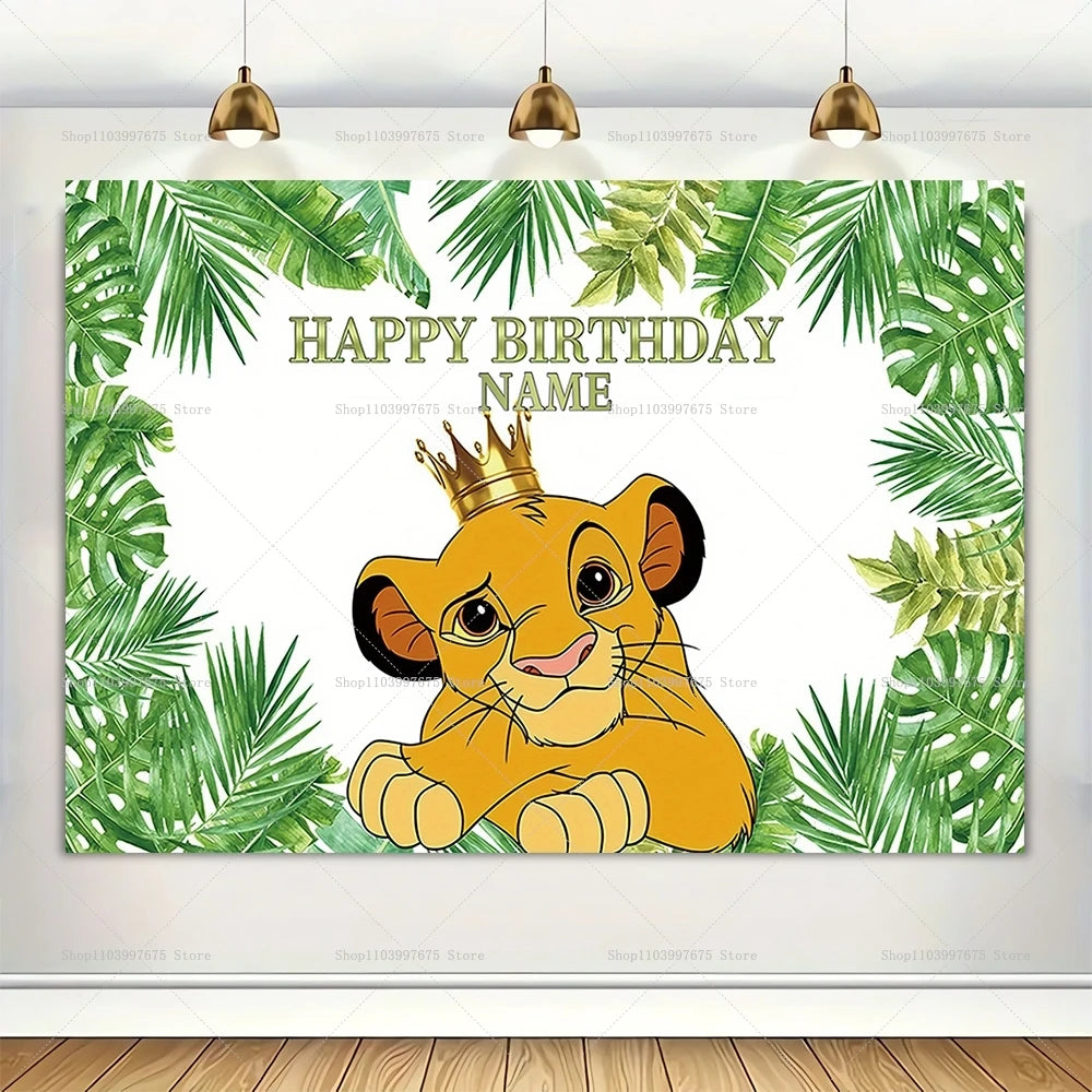Custom Name Disney The Lion King Backdrop Children Birthday Decoration Photographic Background Baby Shower Banner Party Supplies