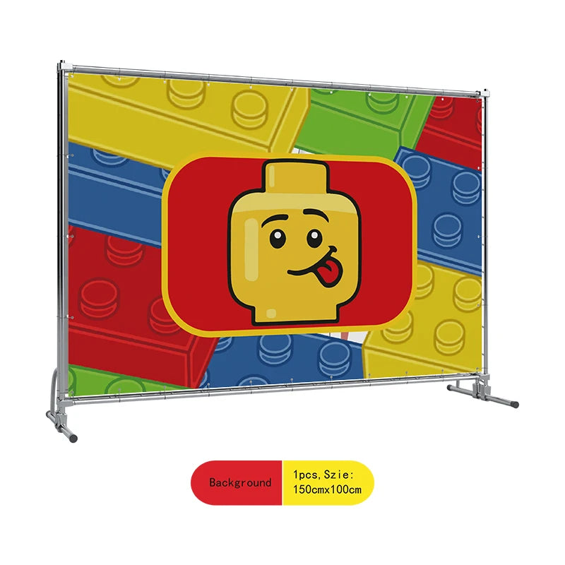 Building Blocks  Theme Birthday DIY Party Disposable tableware balloons water bottle labels banner boys girls decoration