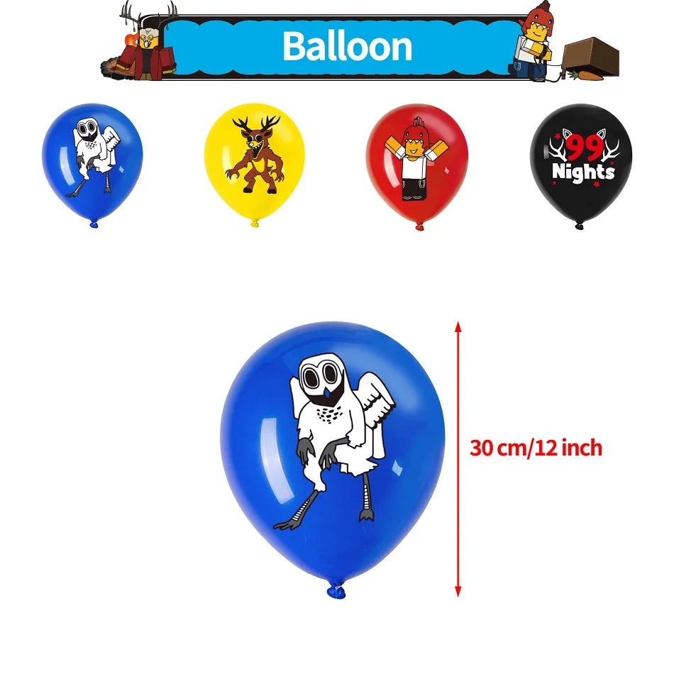 99 Nights In The Forest Themed Birthday Party Deer Balloons Best Friend Party Backdrop Cake Plugin Fans Carnival Decoration Gift