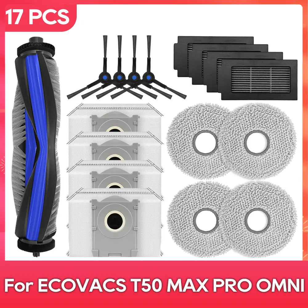 Compatible For ( ECOVACS T50 MAX PRO OMNI ) Replacement Parts Accessories Main Side Brush Mop Cloth Dust Bag Hepa Filter
