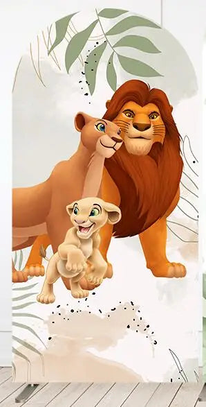 Cartoon Lion King Simba Baby Shower Arch Wall Panels Backdrop Party Supplies Boy Birthday Banner Decors Safari Jungle Background