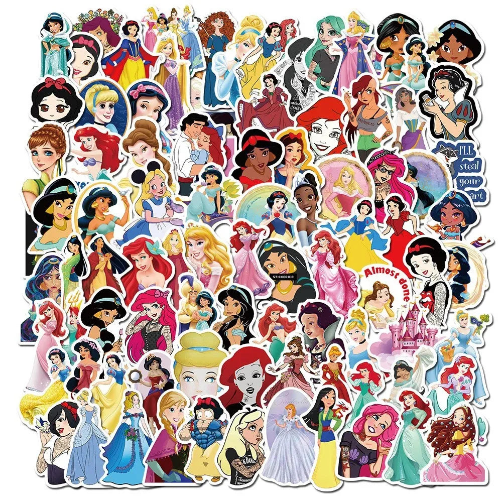 10/30/50/100PCS Disney Mix Cartoon Princess Sticker DIY Diary Laptop Luggage Skateboard Phone Fun Graffiti Scrapbooking Decals
