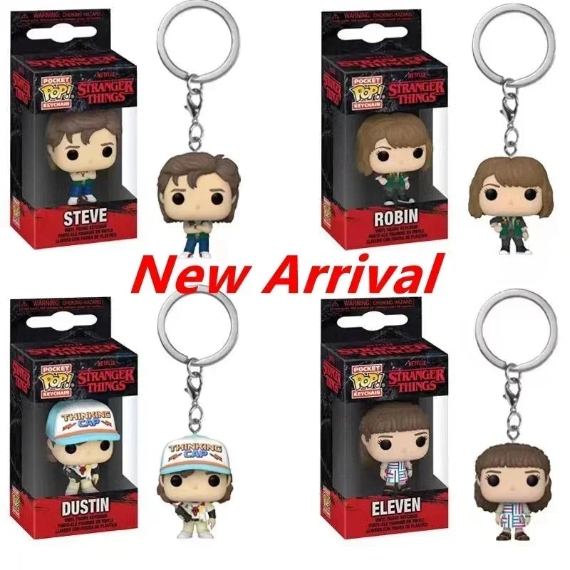 13 Styles FUNKO Pocket Stranger Keychain Eleven Dustin Barb Steve Demogorgon Action Figures Toys THINGS with Box
