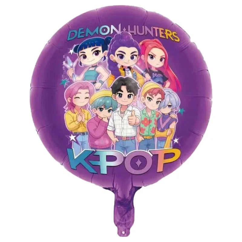 5pcs Kpop Demon Hunter Foil Balloons Birthday Decorations Huntrix Cumpleaños Guerreras K Pop Saja Boys Party Supply Globos Rumi