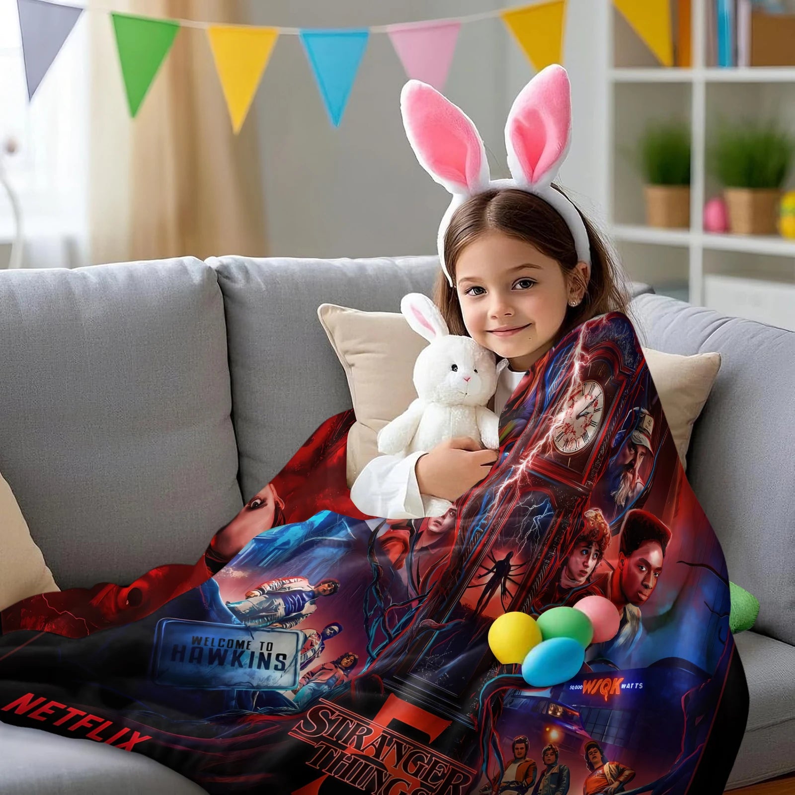 1PC Science Fiction Horror S-Stranger T-Things Blanket Warmth Flannel Blanket Soft Cozy Multifunctional Decorative Throw Blanket