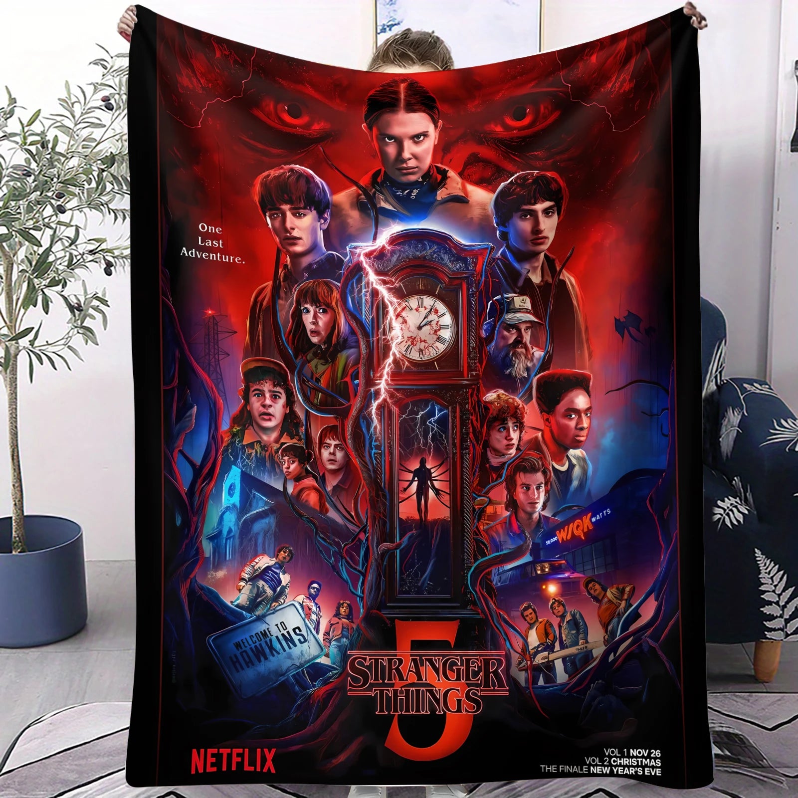 1PC Science Fiction Horror S-Stranger T-Things Blanket Warmth Flannel Blanket Soft Cozy Multifunctional Decorative Throw Blanket