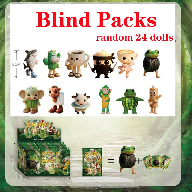 24PCS Blind Pack Italian Brainrot TungTungTung Sahur Tralalelo Tralala Q Version Figure Ornament Desktop Decoration Surprise Toy