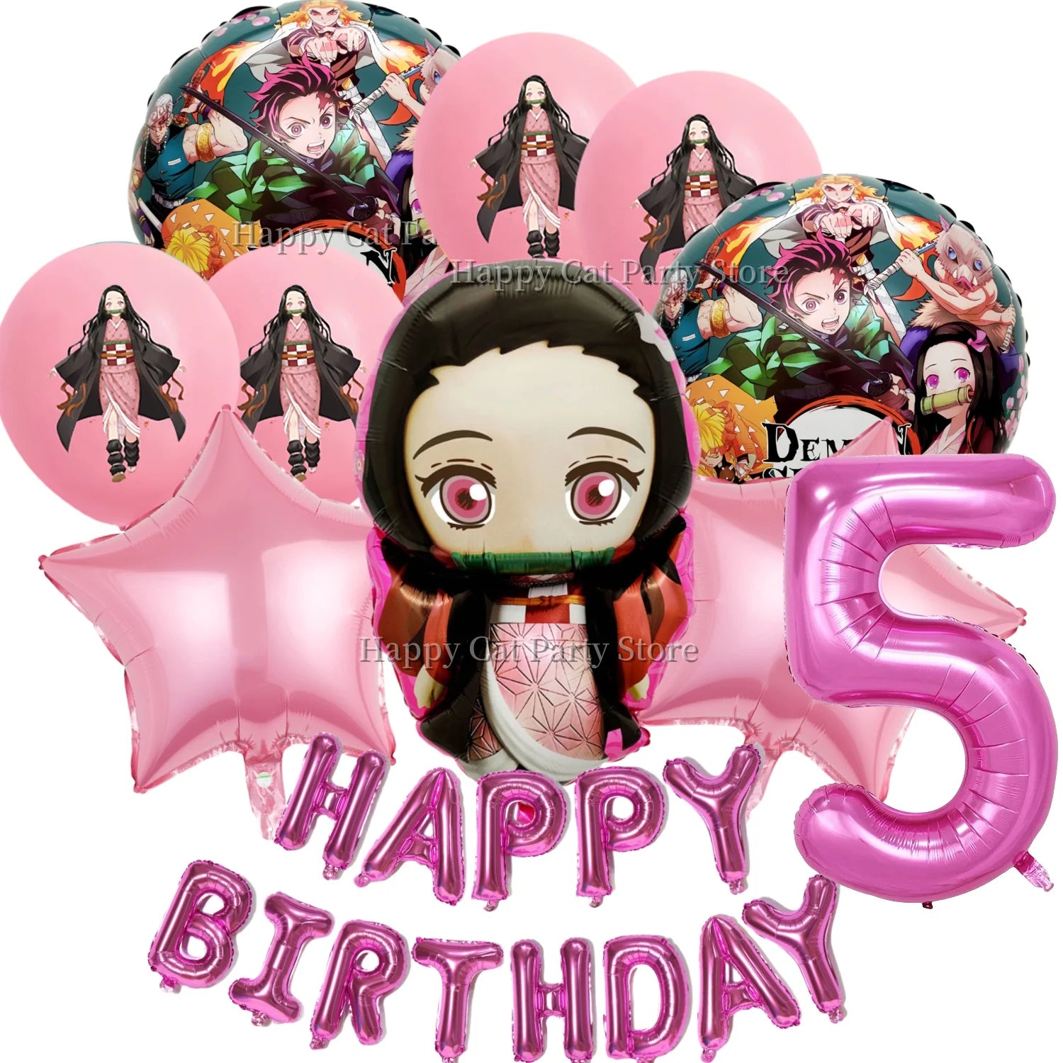 Demon Slayer Balloon Set Happy Birthday Banner Party Decor Kimetsu No Yaiba Latex Balloon Baby Shower kids Favors Gift Supplies