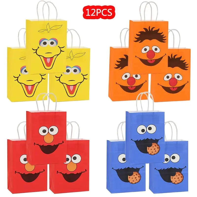 Disney Cartoon SEsame-Streets Birthday Party Set Supplies Kids Disposable Tableware Balloon Cake Topper Banner Plates Decoration