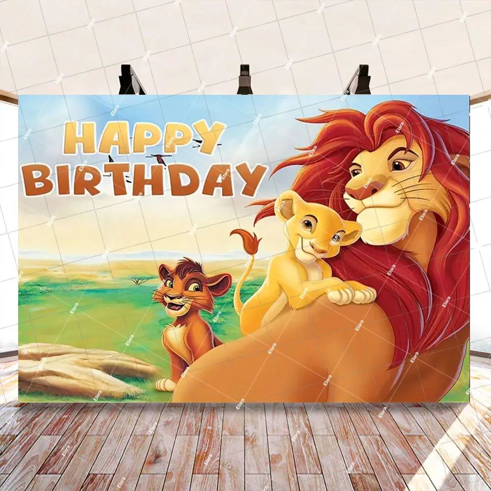 Disney Cartoon Lion King Simba Theme Kids Birthday Party Forest Jungle Safari Baby Shower Photography Backdrop Custom Banner