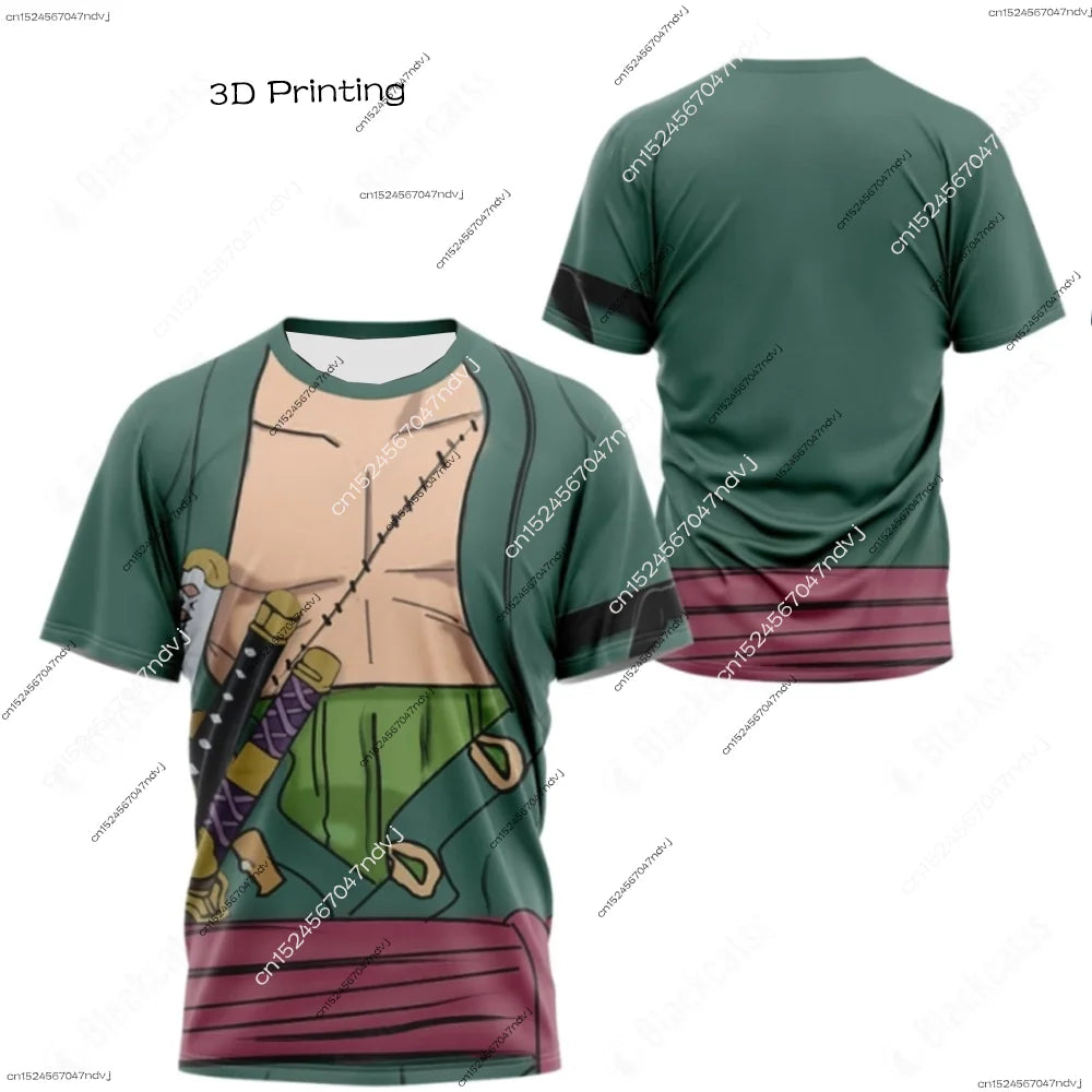 2025 New Arrivals Luffy cosplay T-shirt One Piece 3D printed Kids short-sleeved top Themed comic exhibition clothing