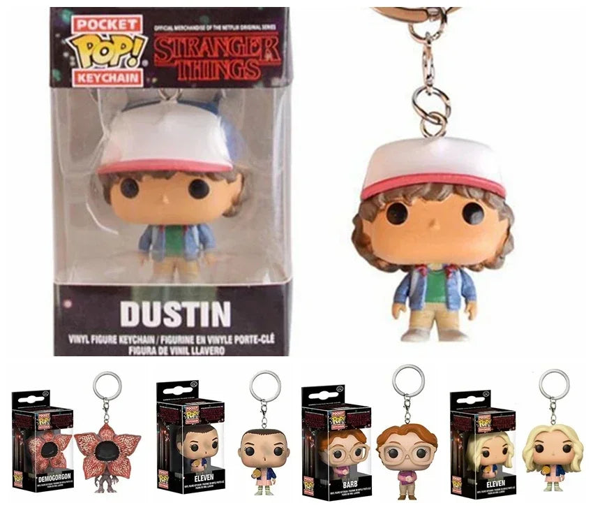 13 Styles FUNKO Pocket Stranger Keychain Eleven Dustin Barb Steve Demogorgon Action Figures Toys THINGS with Box