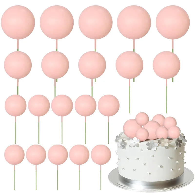 20Pcs Colorful Balls Cake Topper Mini Balloons Cupcake Insert Sticks for Wedding Birthday Party Cake DIY Decoration Baby Shower
