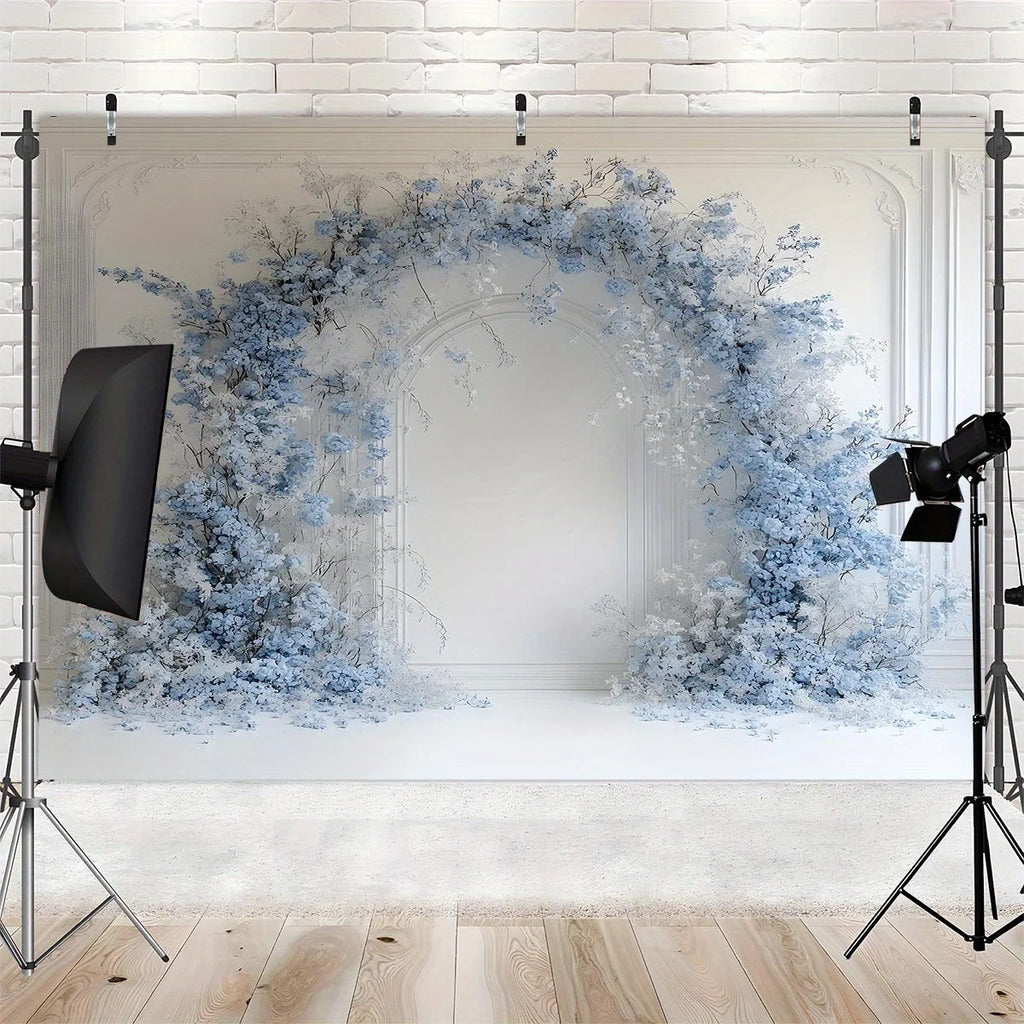 1 PC, luxurious light blue floral arch, suitable for weddings, birthdays, anniversaries, party event backgrounds
