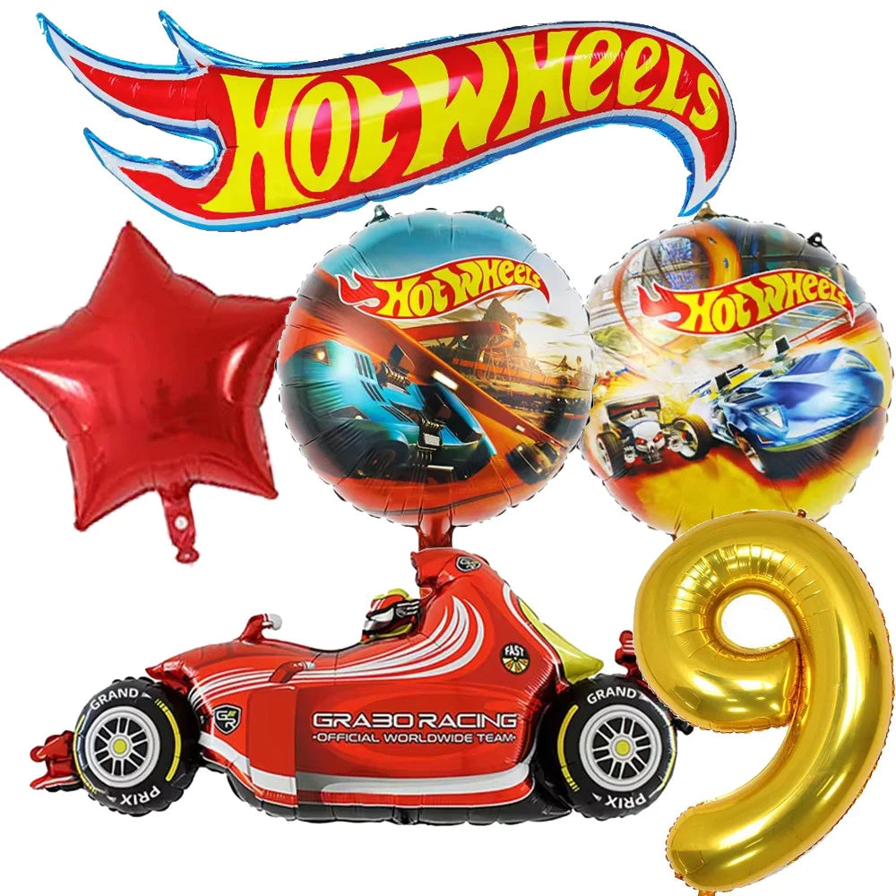 Hot Wheels Birthday Party Decor Disposable Tableware Racing Car Gift Bag Tablecloth Cake Balloon Plate Boy Kid Party Supplie Set