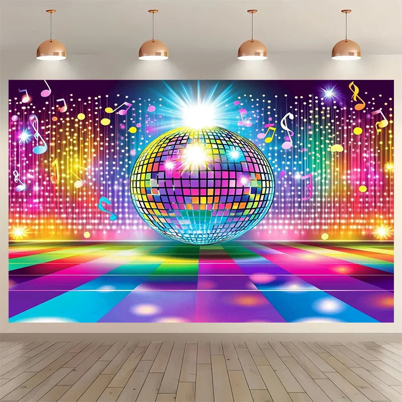 1 retro disco ball background, hip-hop party banner, suitable for birthdays, weddings, photos, videos, live events